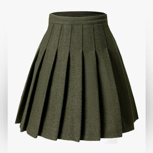 NEW Thick Wool Blend Versatile Plaid Pleated Lined Mini Skirt w/ Shorts 10